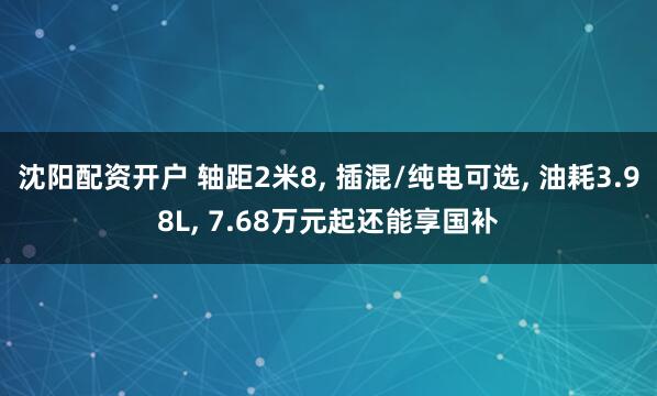 沈阳配资开户 轴距2米8, 插混/纯电可选, 油耗3.98L, 7.68万元起还能享国补