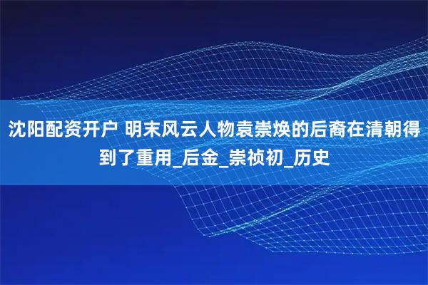 沈阳配资开户 明末风云人物袁崇焕的后裔在清朝得到了重用_后金_崇祯初_历史