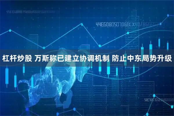 杠杆炒股 万斯称已建立协调机制 防止中东局势升级